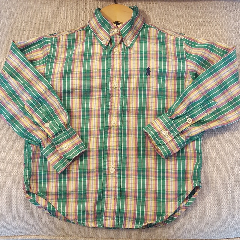 Ralph Lauren Boys' Madras Plaid Shirt; Size 2T